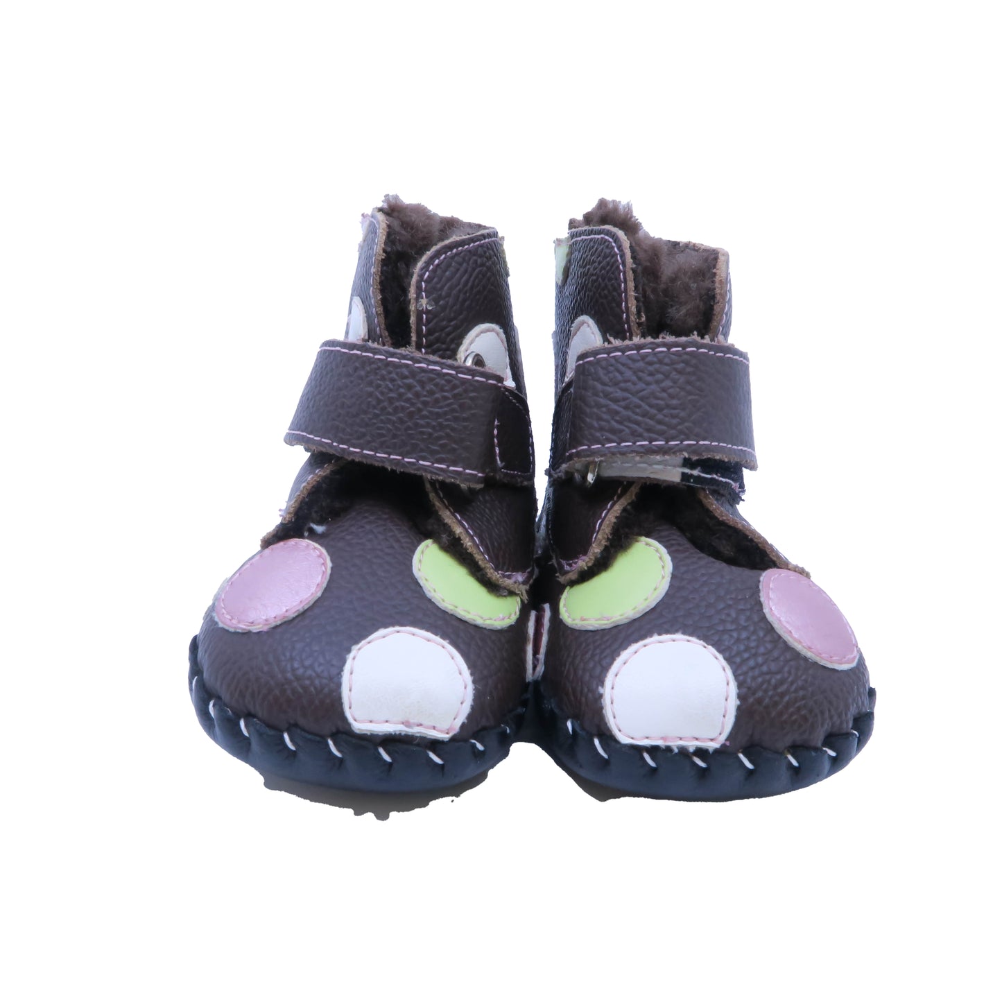 Pediped Girls Brown | Polka Dots Booties Size: 0-6 Months Brown | Polka Dots