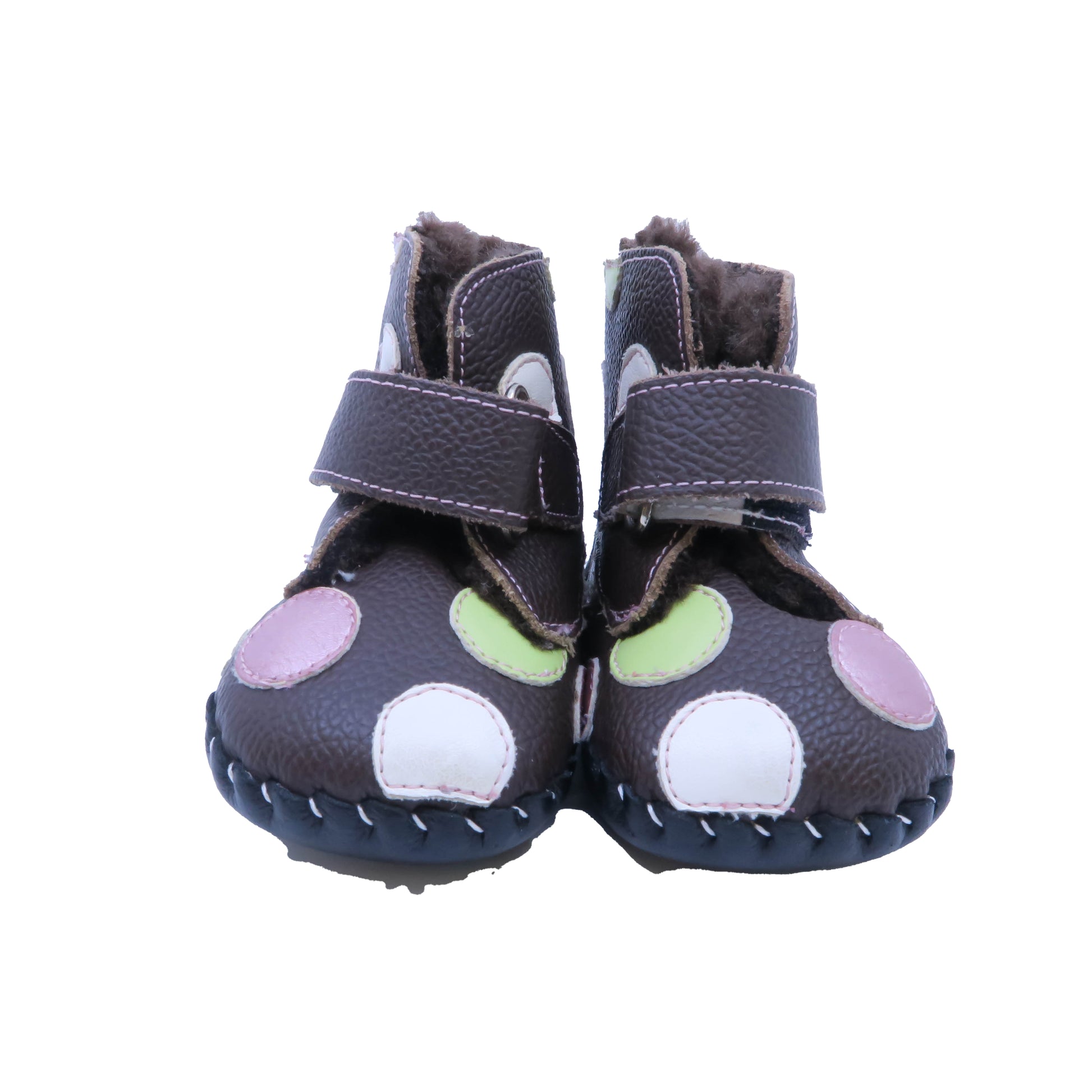 Pediped Girls Brown | Polka Dots Booties Size: 0-6 Months Brown | Polka Dots