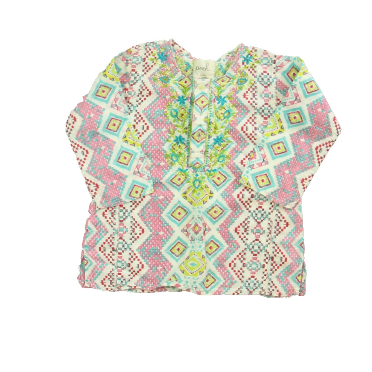 Peek Girls Ivory | Pink | Blue Blouse Size: 3-6 Months Ivory | Pink | Blue