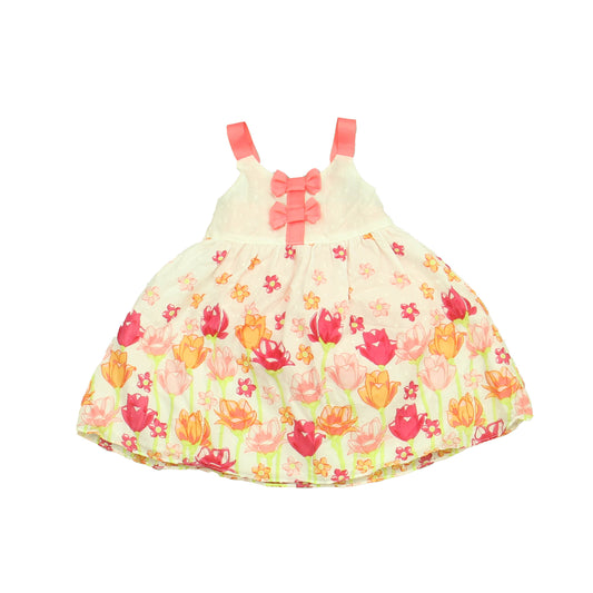 Penelope Mack Girls White | Peach | Fuschia Dress Size: 12 Months White | Peach | Fuschia
