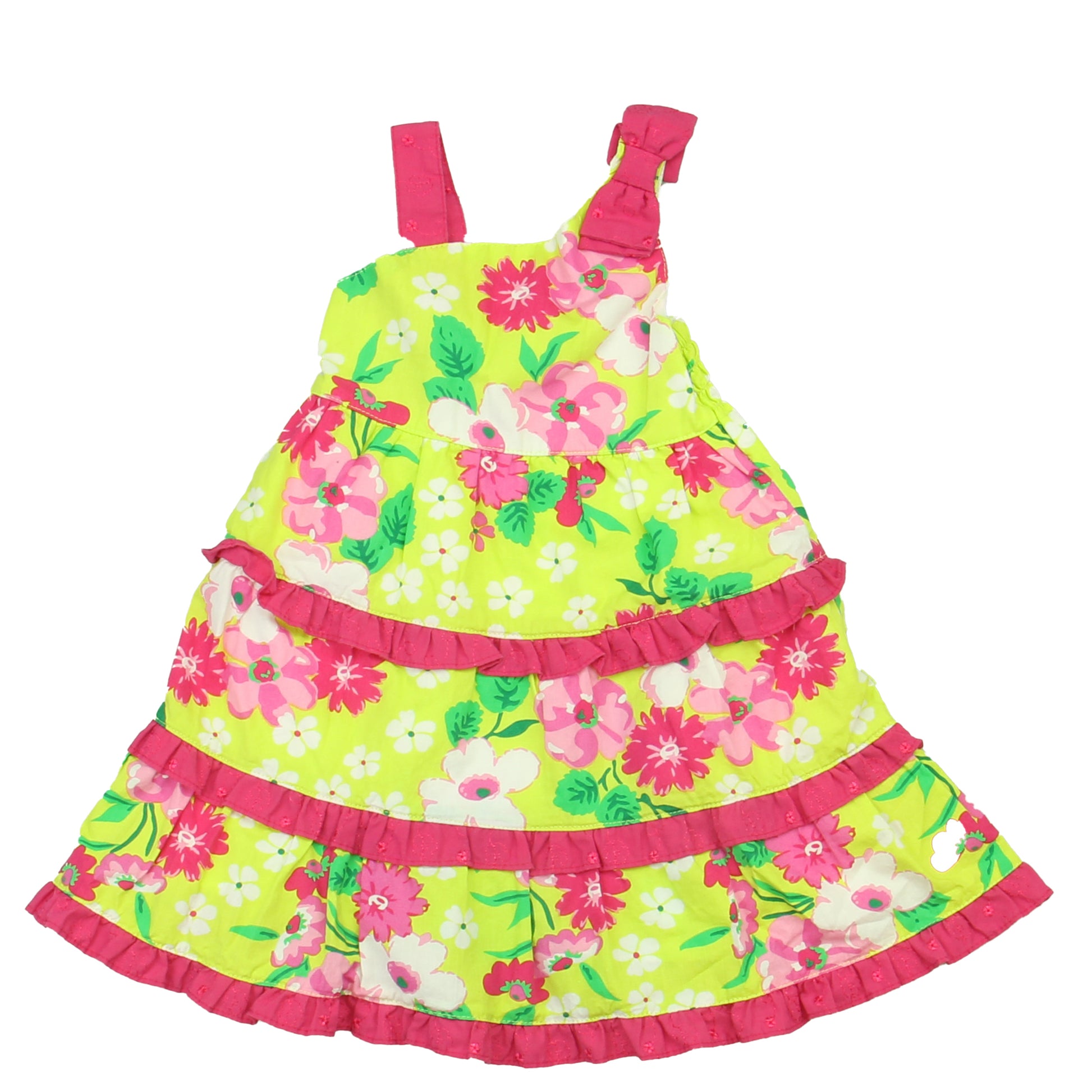 Penelope Mack Girls Pink | Green Dress Size: 18 Months Pink | Green