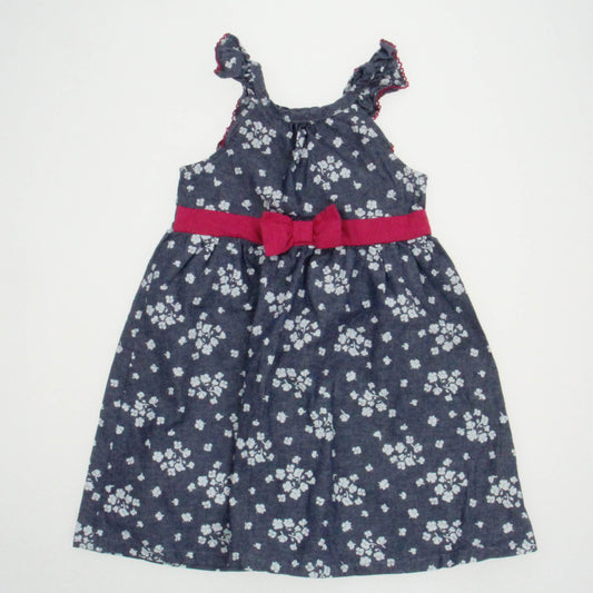 Penelope Mack Girls Blue Floral | Pink Bow Dress Size: 24 Months Blue Floral | Pink Bow
