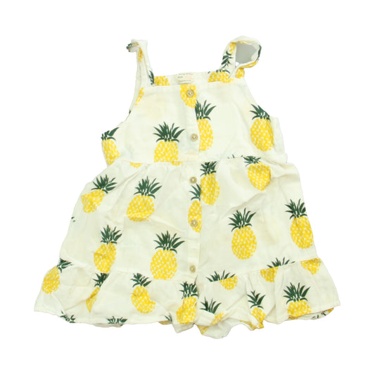 Peony Baby Girls White | Yellow Pineapple Dress Size: 18-24 Months White | Yellow Pineapple