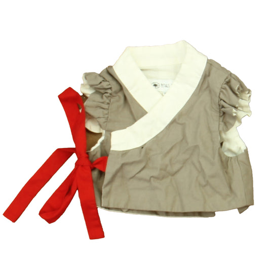 Petals for Tasi Girls Taupe | Red | White Blouse Size: 18-24 Months Taupe | Red | White