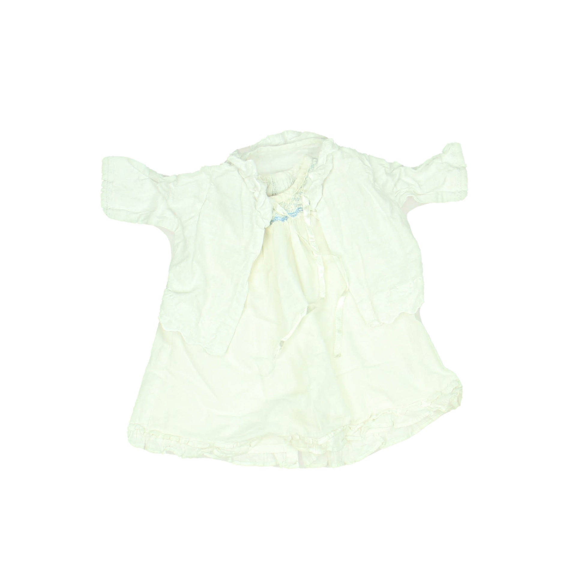Petit Alo Girls White Blue Smocked Dress Size: 6 Months White Blue Smocked