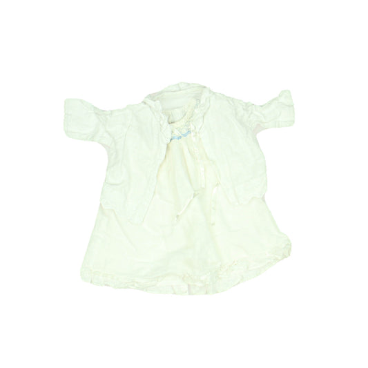 Petit Alo Girls White Blue Smocked Dress Size: 6 Months White Blue Smocked