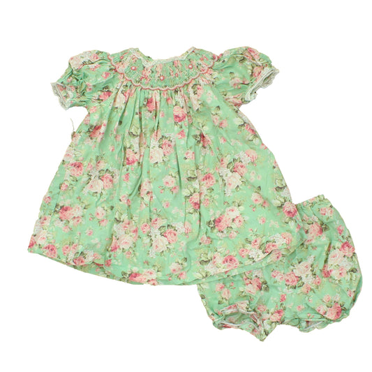 Petit Ami Girls Green | Pink | Floral Dress Size: 6 Months Green | Pink | Floral