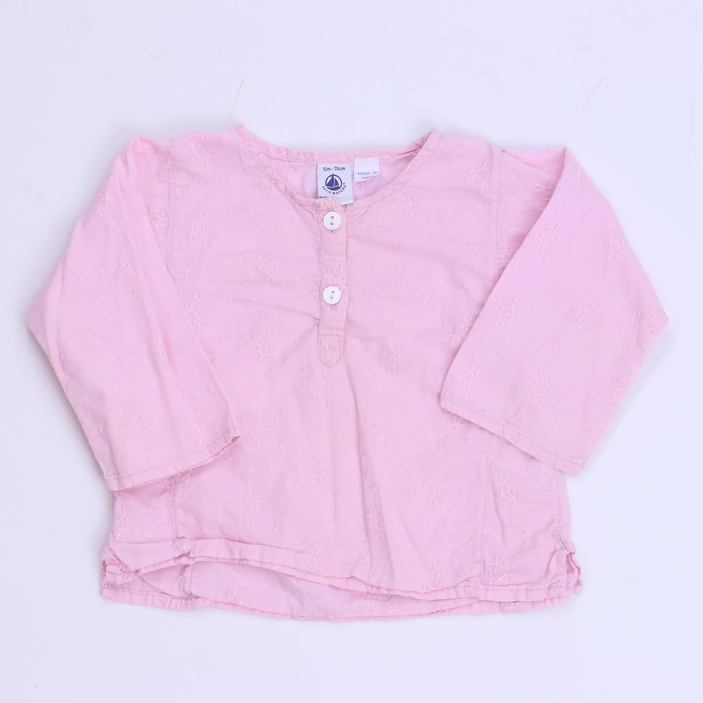 Petit Bateau Girls Pink Blouse Size: 12 Months Pink