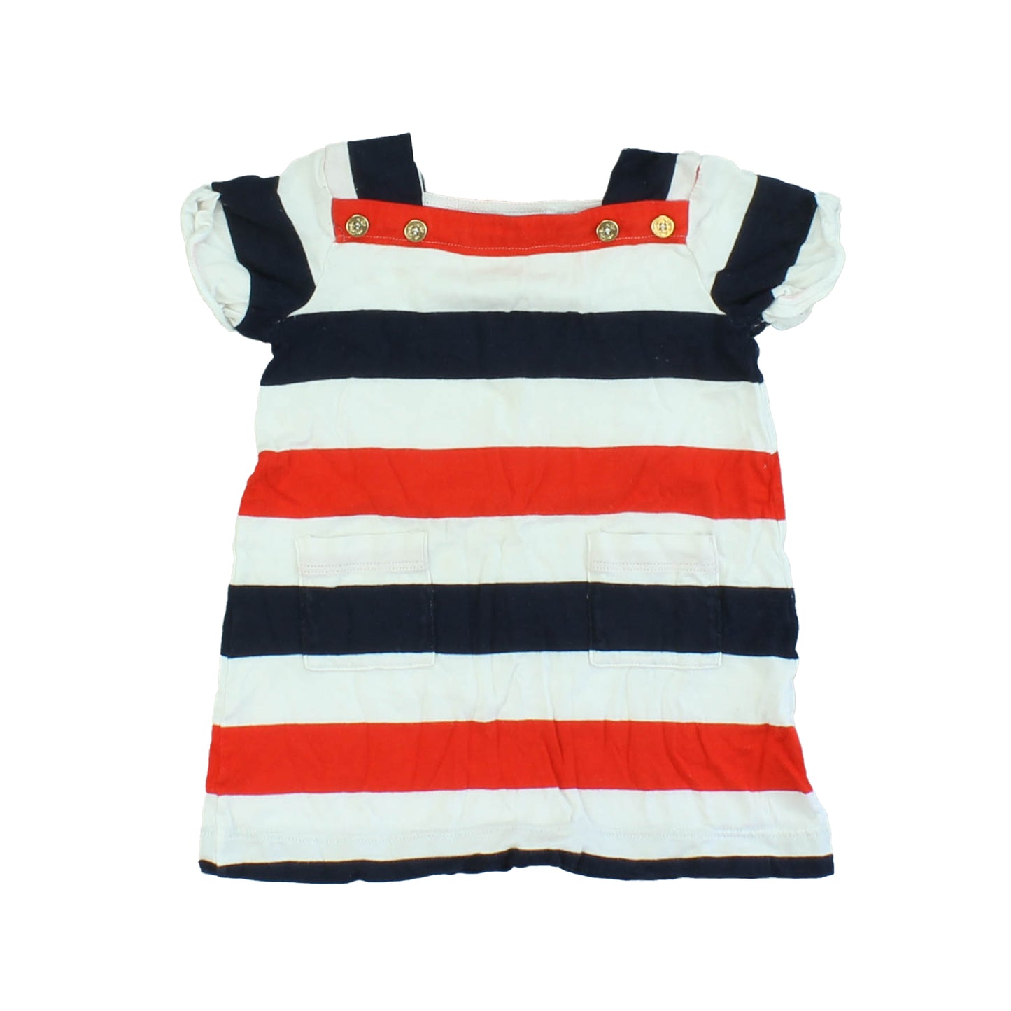 Petit Bateau Girls Red | White | Navy Dress Size: 12M Red | White | Navy