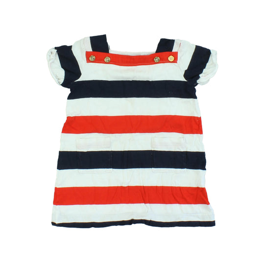 Petit Bateau Girls Red | White | Navy Dress Size: 12M Red | White | Navy