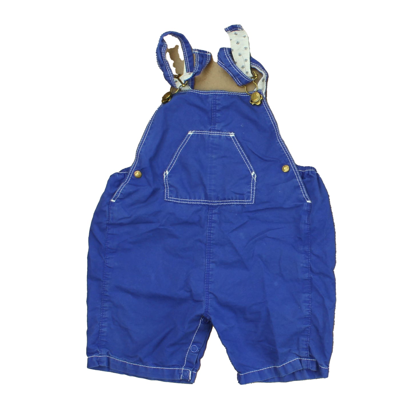 Petit Bateau Boys Blue | White Overall Shorts Size: 18 Months
