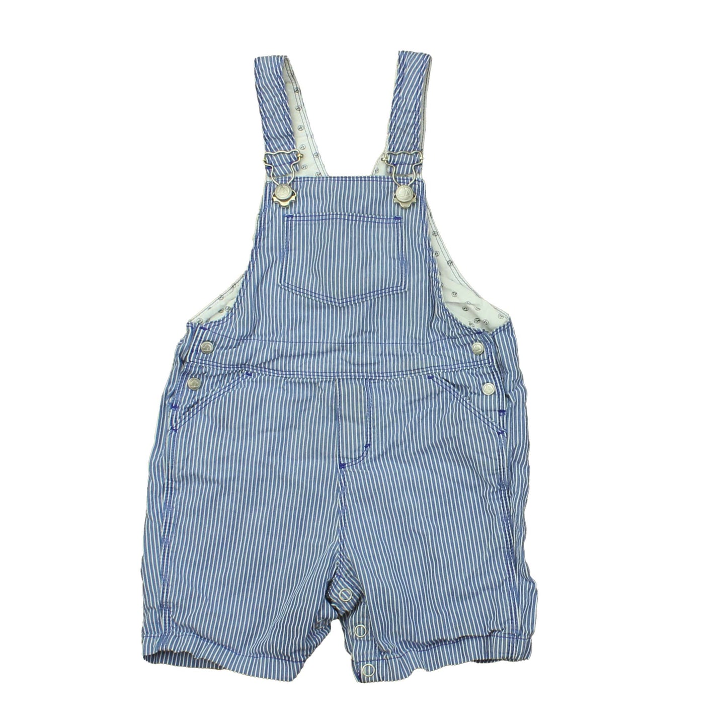 Petit Bateau Boys White | Blue | Stripes Overall Shorts Size: 18 Months
