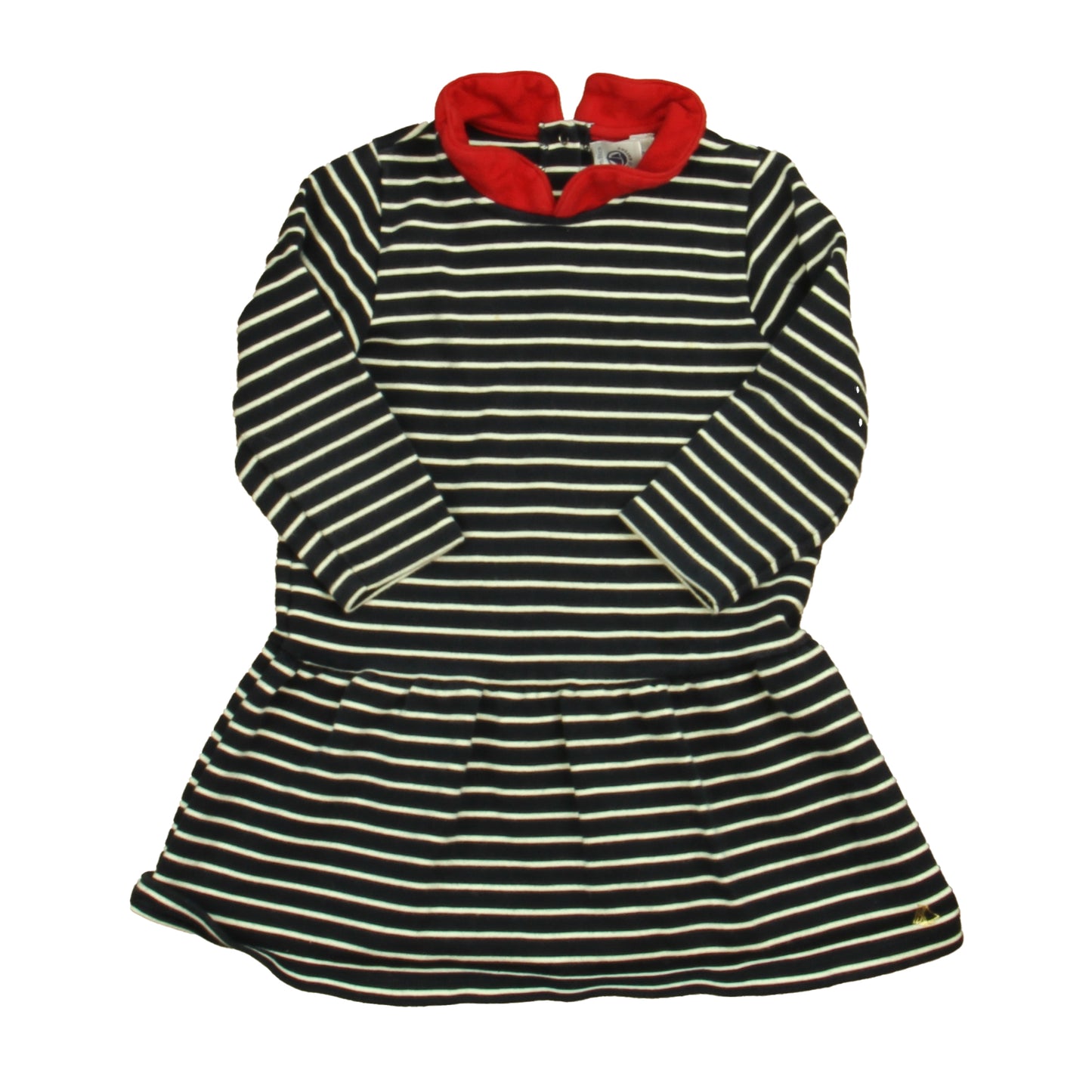 Petit Bateau Girls Navy | White | Red Dress Size: 24 Months