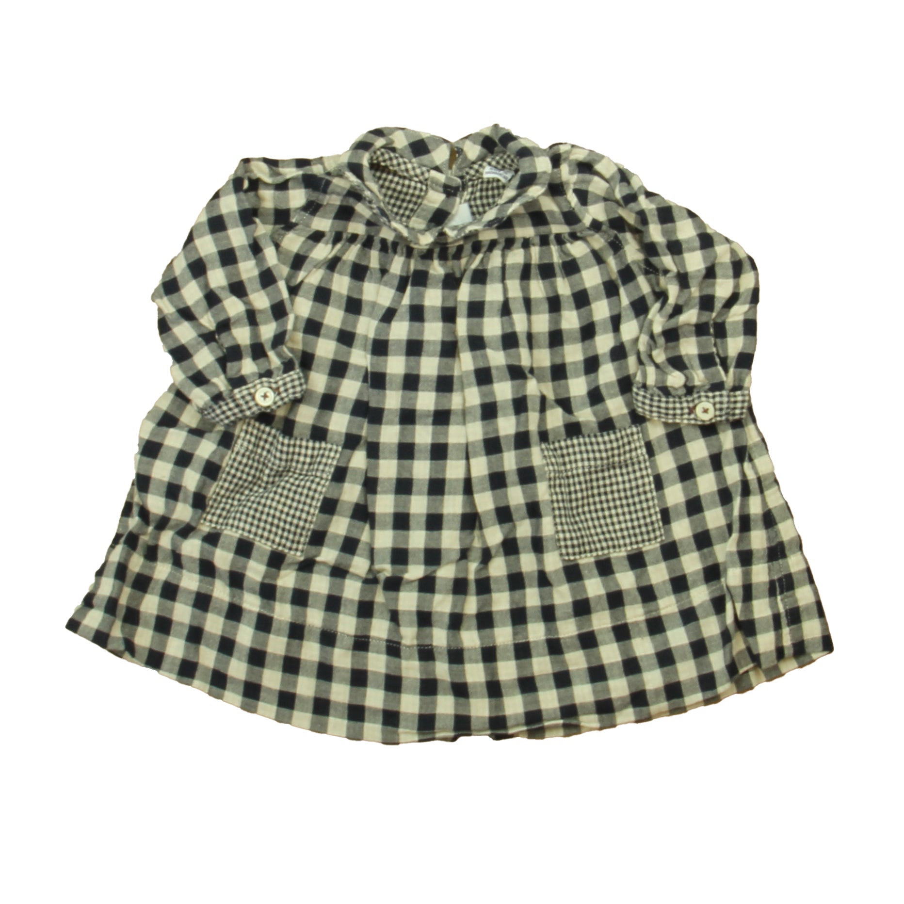 Petit Bateau Girls Navy Check Dress Size: 3 Months Navy Check
