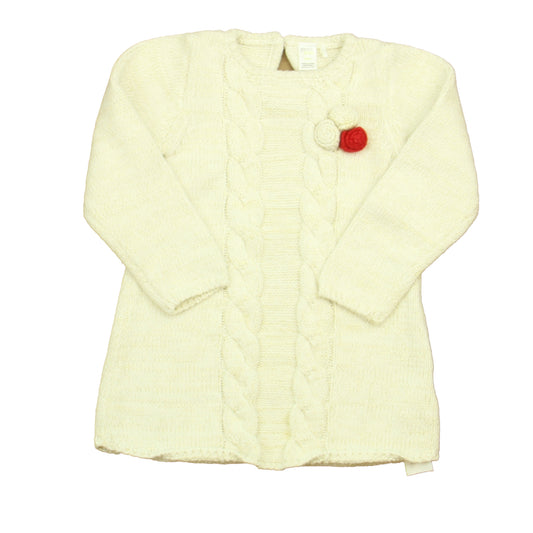 Petit Lem Girls Ivory | Gold Sweater Dress Size: 24 Months Ivory | Gold
