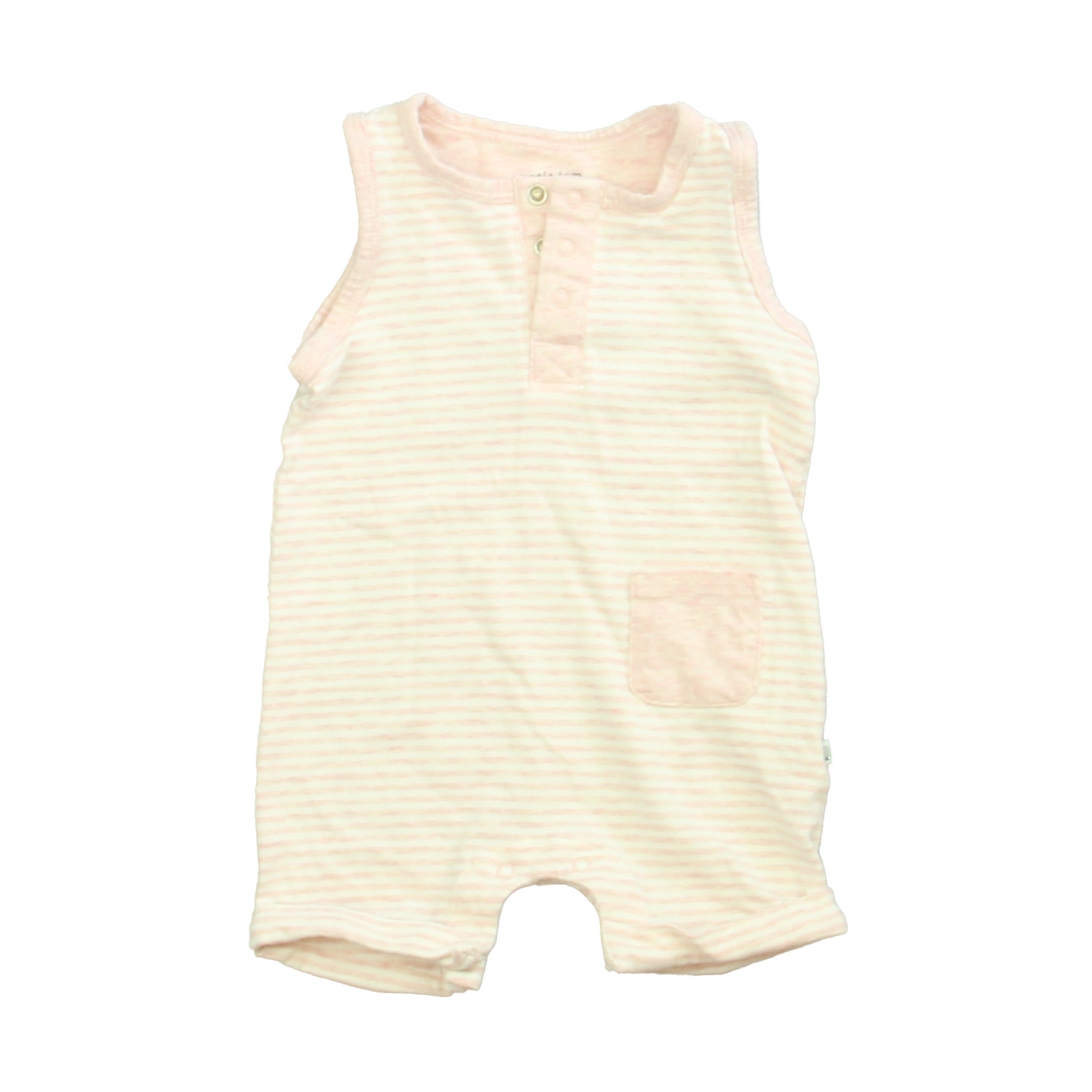 Petit Lem Girls Pink | White Romper Size: 3 Months Pink | White