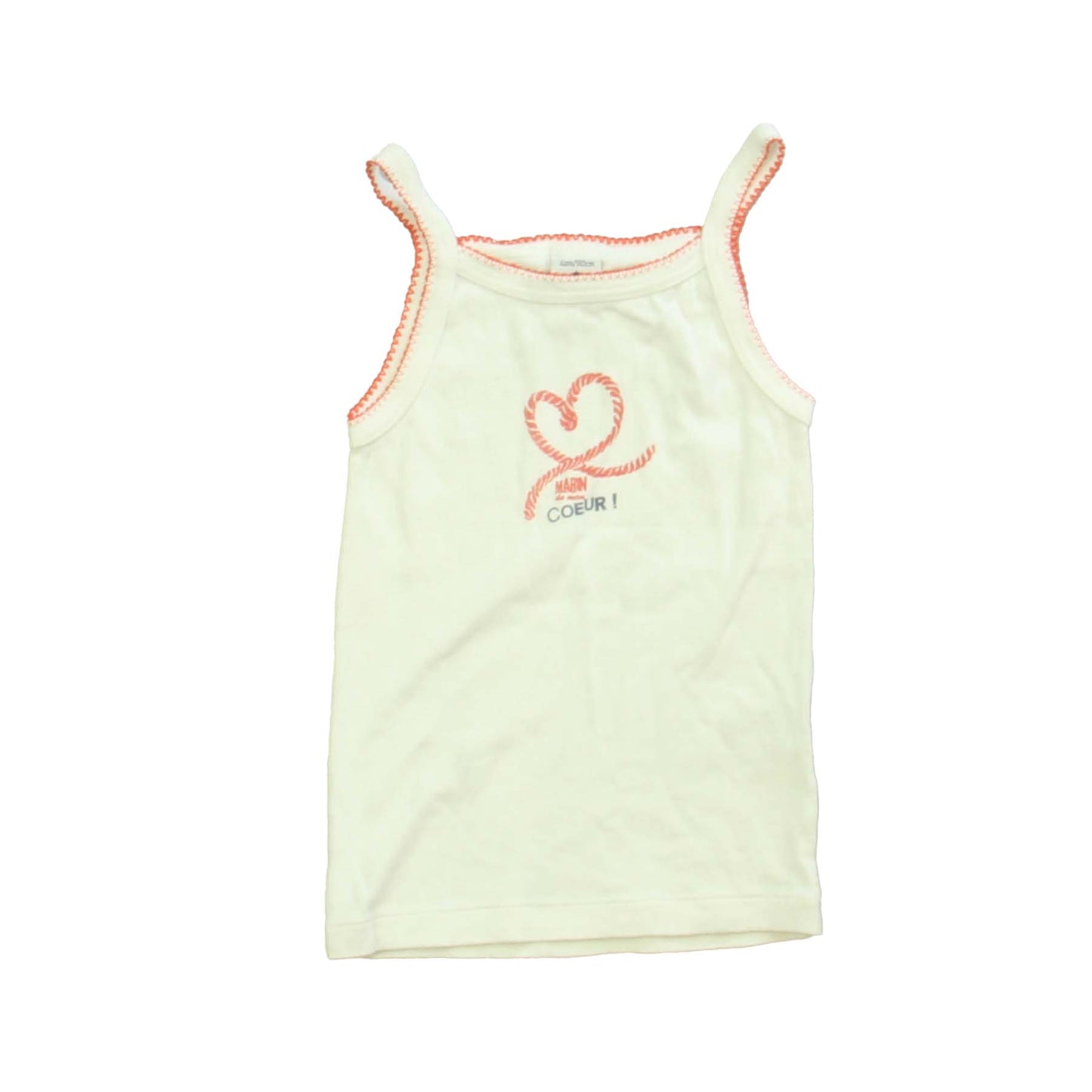 Petit Bateau Girls White | Red | Heart Tank Top Size: 24 Months White | Red | Heart