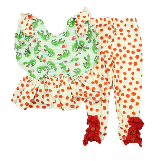Pigtails & Tutus Girls White | Red | Green Apparel Sets Size: 12 Months White | Red | Green