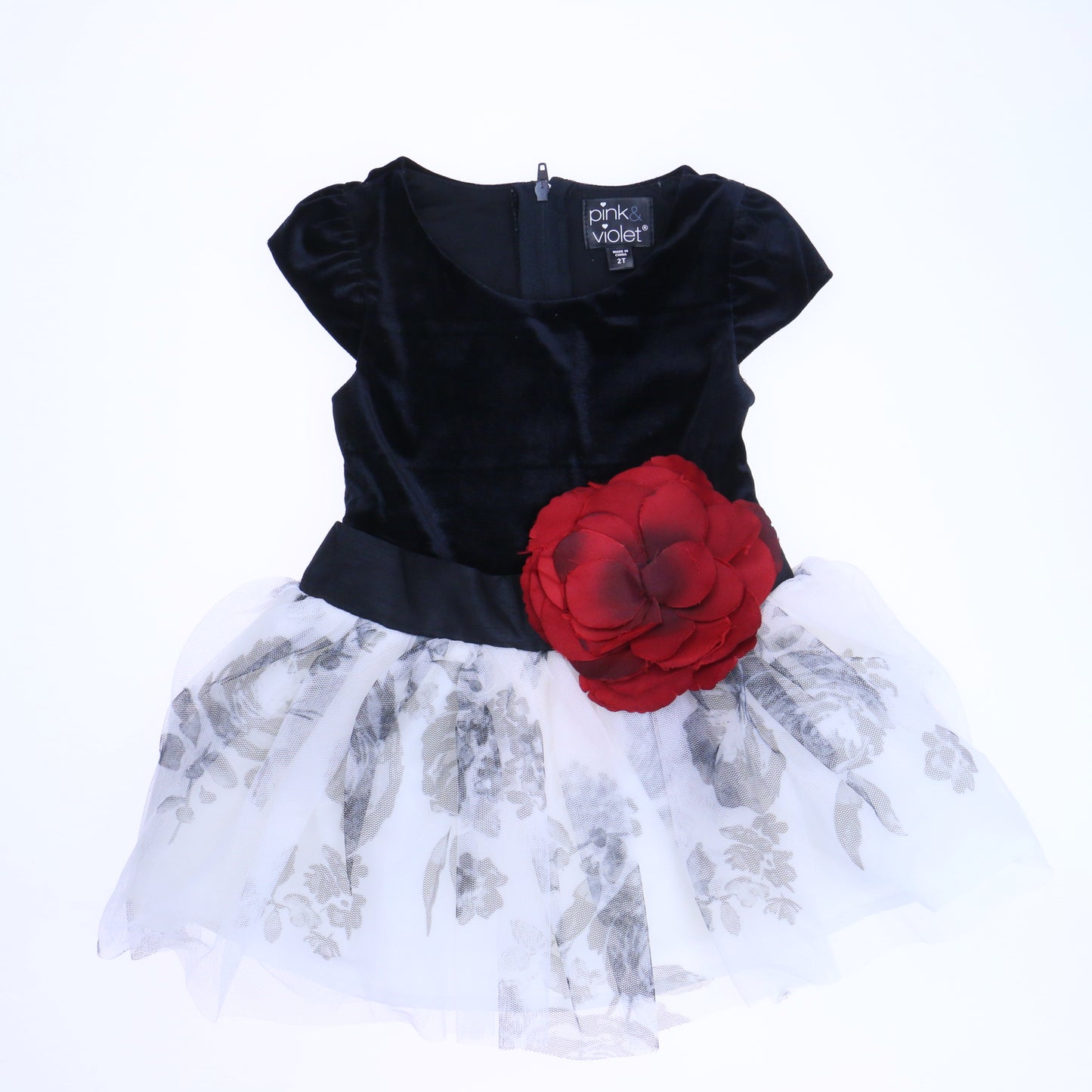 Pink & Violet Girls Black | White Dress Size: 2T Black | White