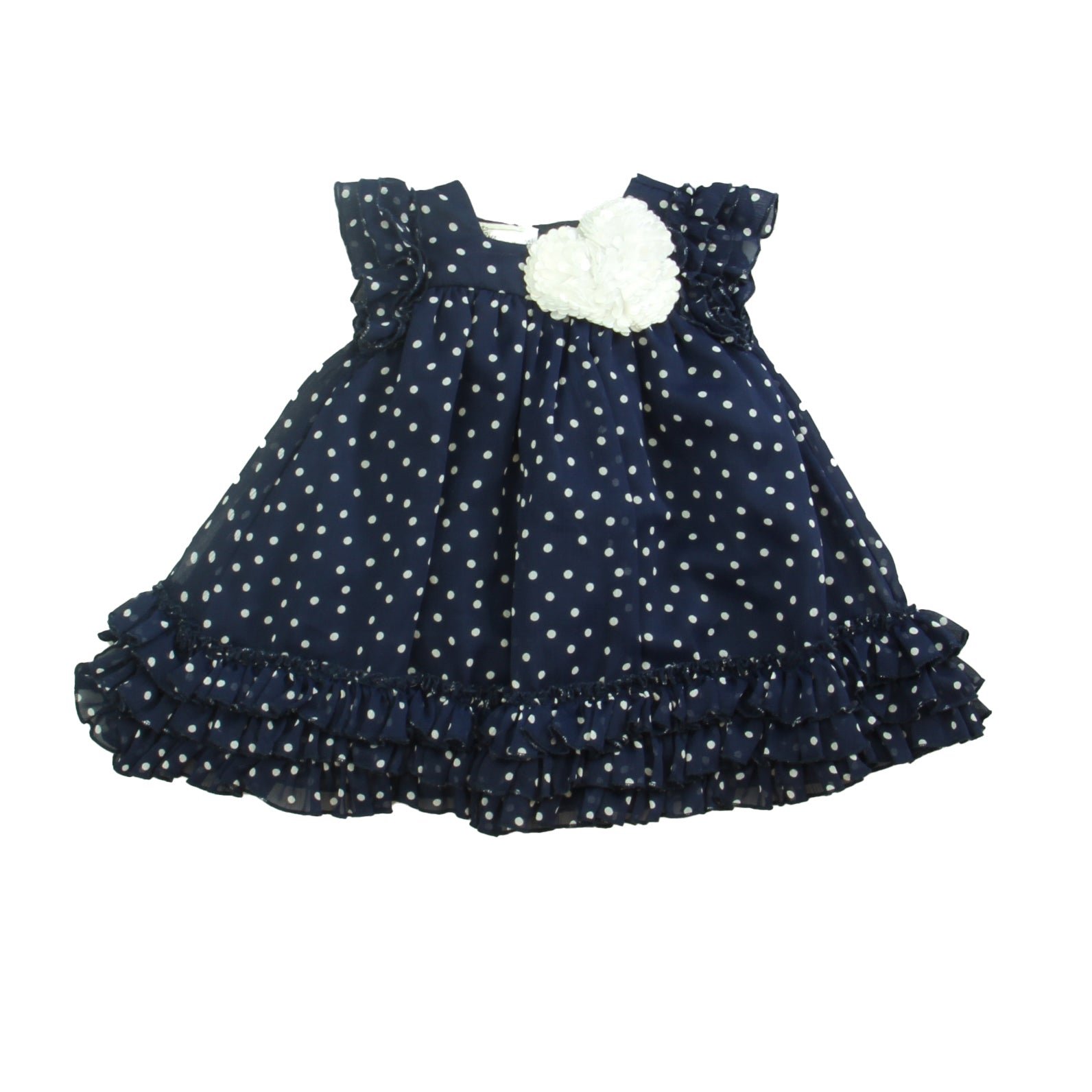 Pippa & Julie Girls Blue | White | Polka Dots Dress Size: 12 Months Blue | White | Polka Dots
