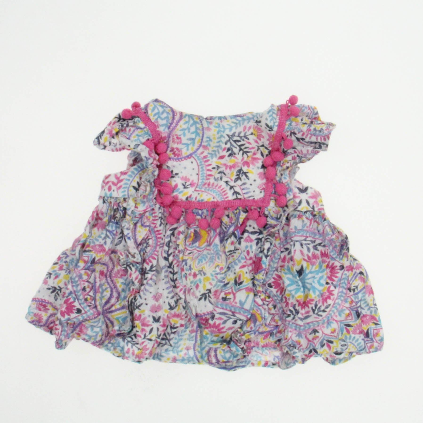 Pippa & Julie Girls Pink | Blue Dress Size: 12 Months Pink | Blue