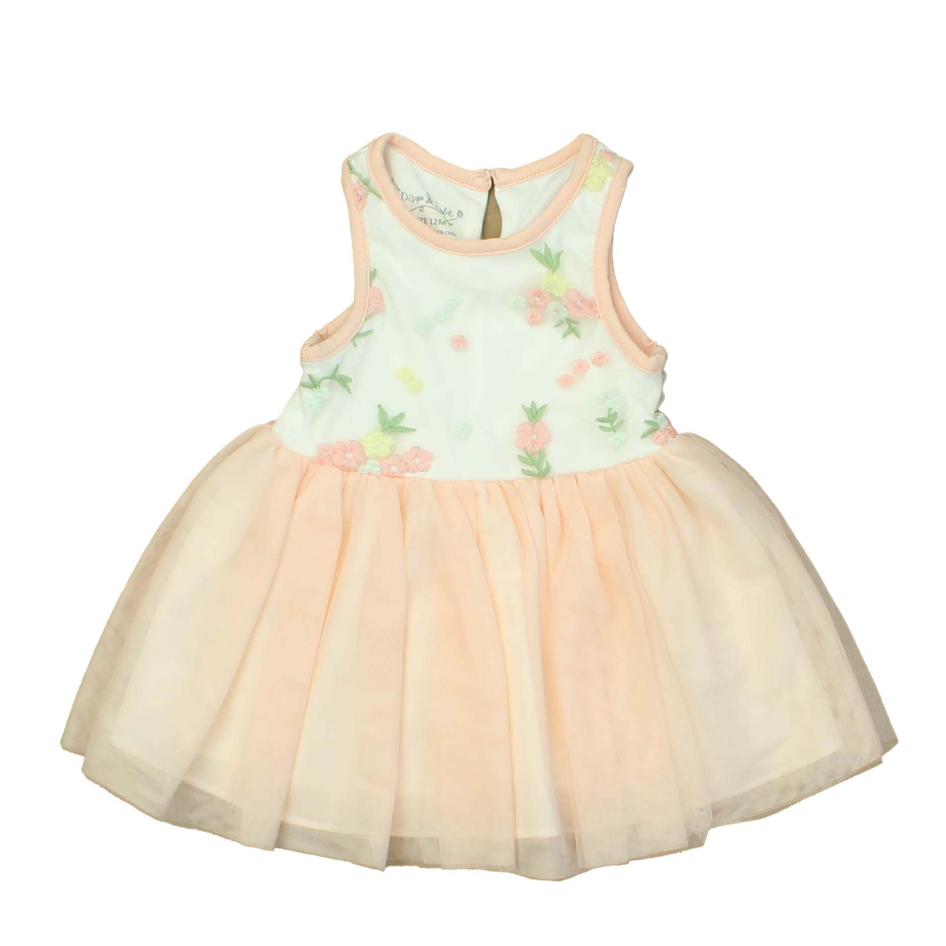 Pippa & Julie Girls Pink | White | Floral Dress Size: 12 Months Pink | White | Floral