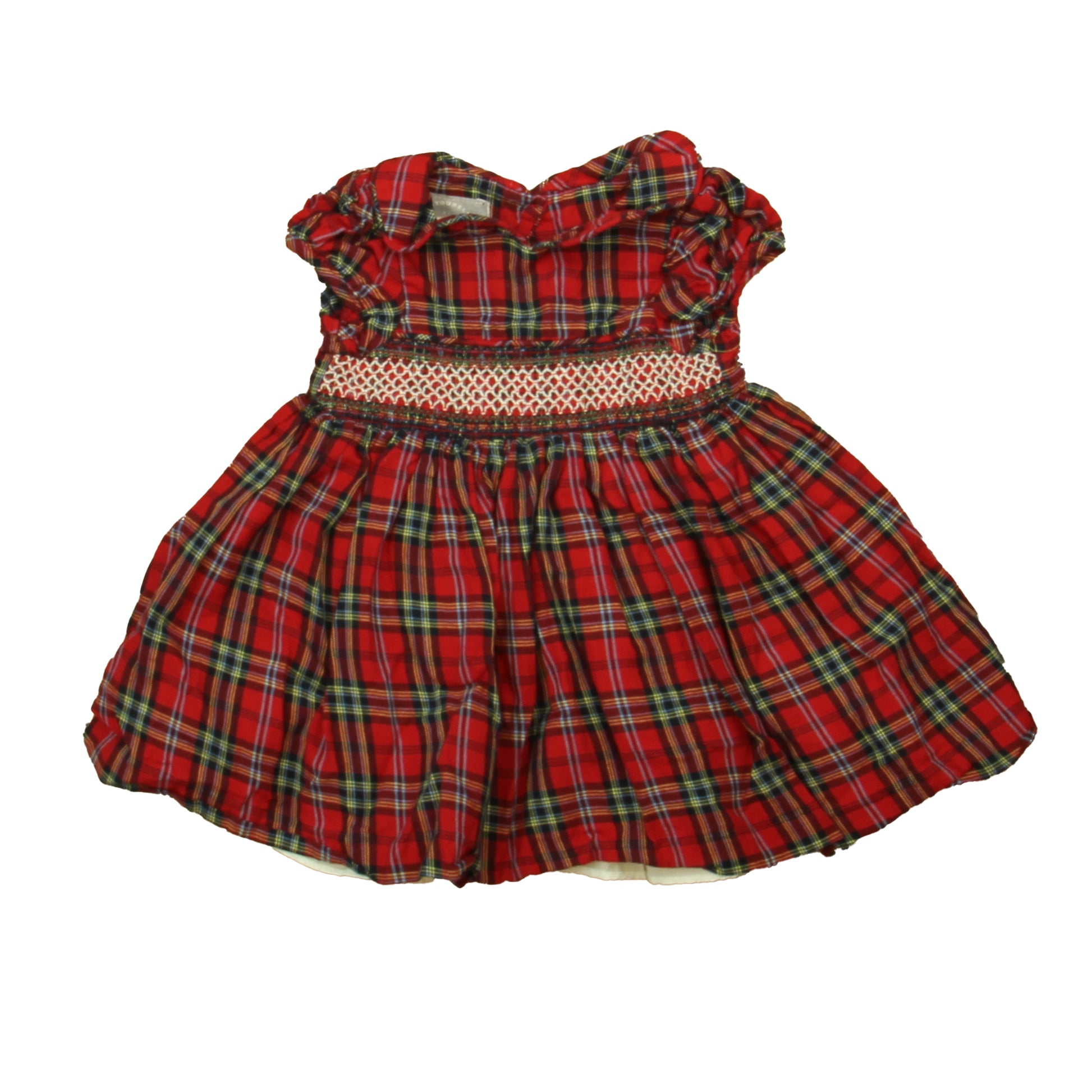 Pippa & Julie Girls Red | Green Plaid Dress Size: 12 Months Red | Green Plaid