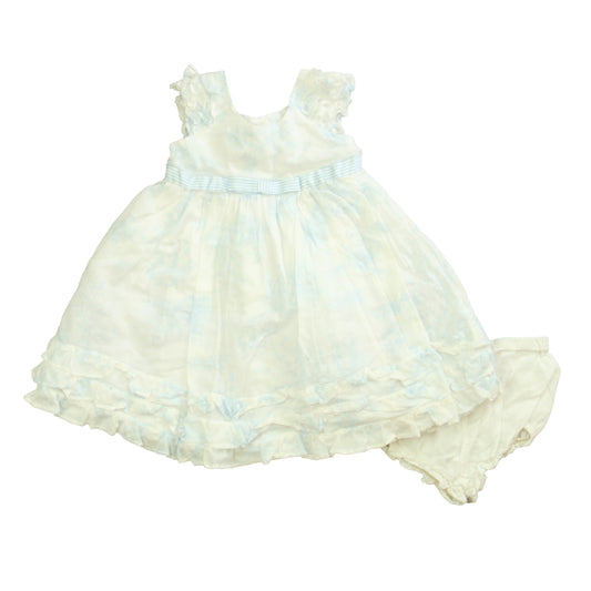 Pippa & Julie Girls White | Blue Dress Size: 12 Months White | Blue