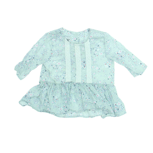 Pippa & Julie Girls Blue Floral Blouse Size: 18 Months Blue Floral