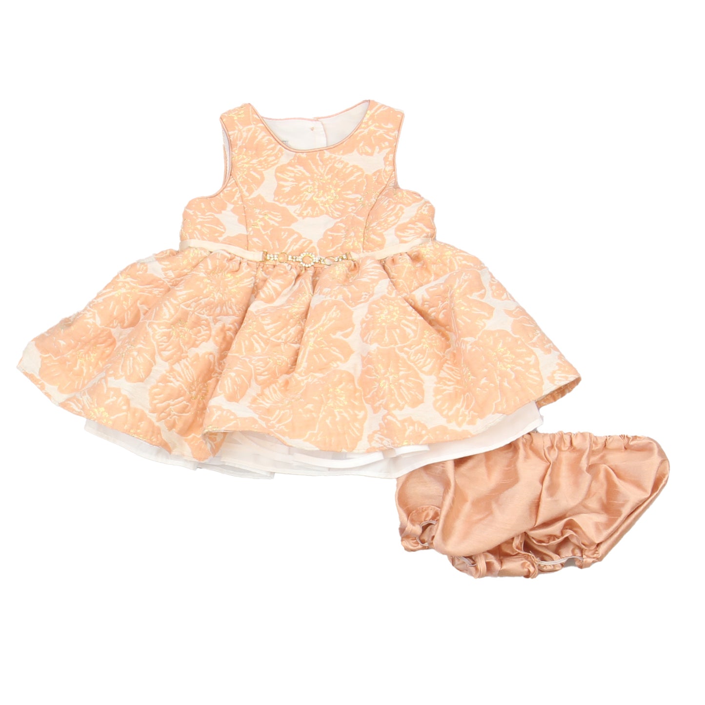 Pippa & Julie Girls Pink | Gold Special Occasion Dress Size: 6 Months Pink | Gold