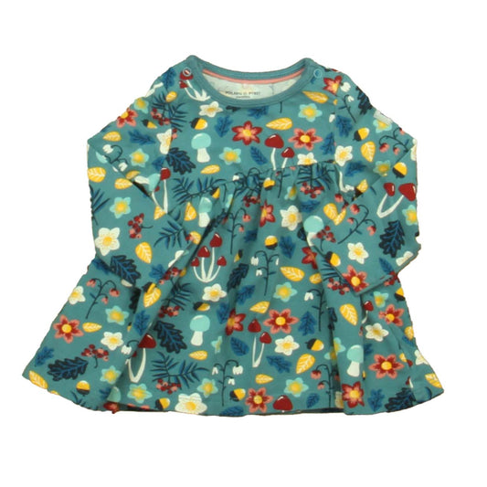Polarn O. Pyret Girls Teal Floral Dress Size: 1-2 Months Teal Floral