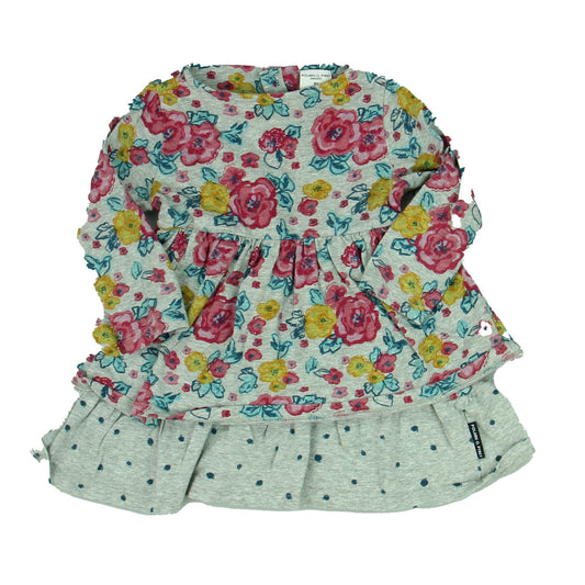 Polarn O. Pyret Girls Grey | Floral Dress Size: 9-12 Months Grey | Floral