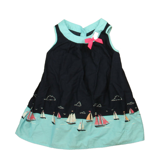 Polkatots Girls Navy Sailboats Dress Size: 24 Months Navy Sailboats