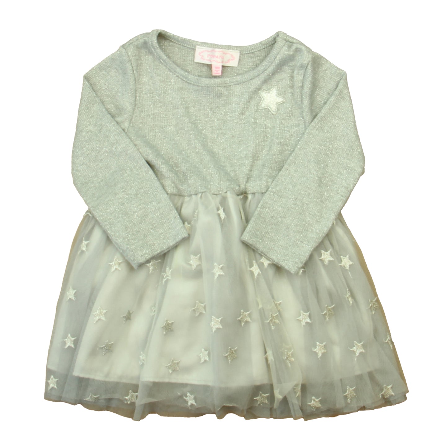 Popatu Girls Silver Stars Dress Size: 18 Months Silver Stars