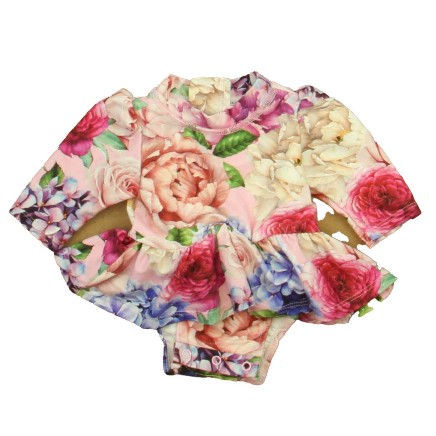 Posh Peanut Girls Pink Floral 1-piece Swimsuit Size: 0-3 Months Pink Floral