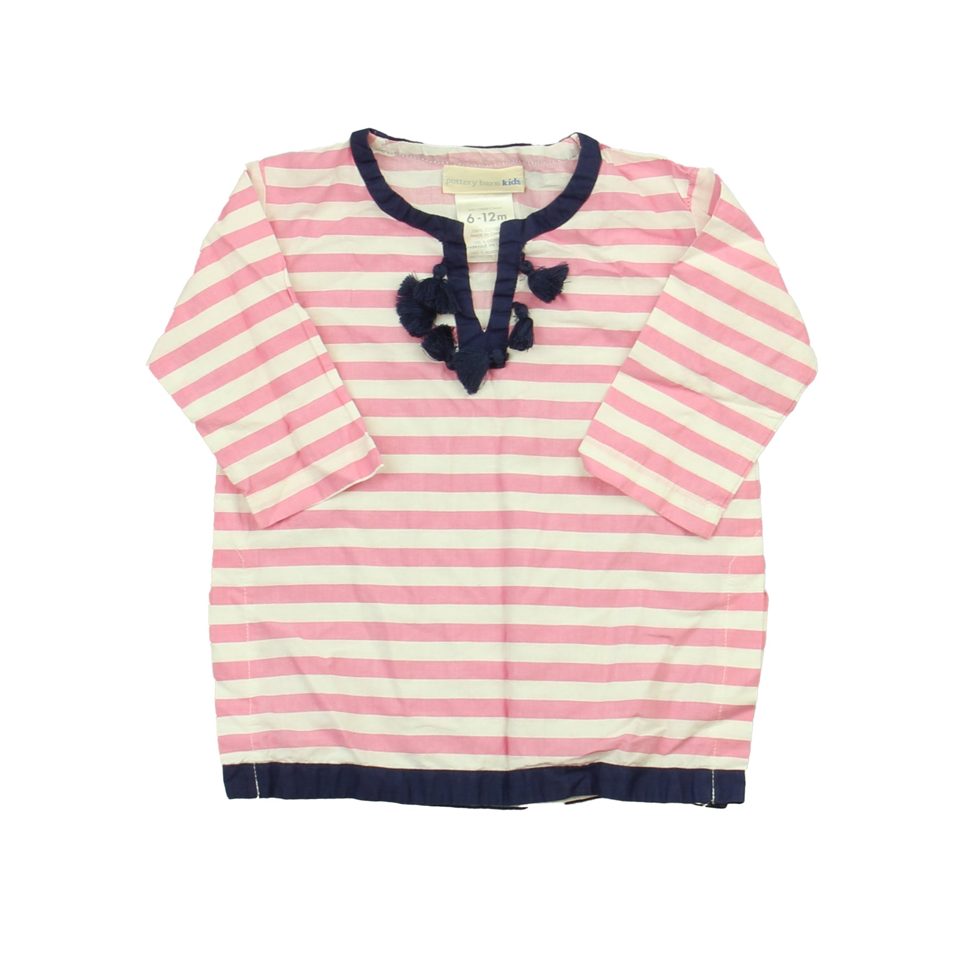 Pottery Barn Kids Girls Pink | White | Stripes Shirt Size: 6-9 Months Pink | White | Stripes