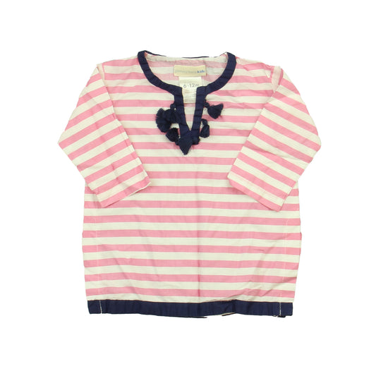 Pottery Barn Kids Girls Pink | White | Stripes Shirt Size: 6-9 Months Pink | White | Stripes