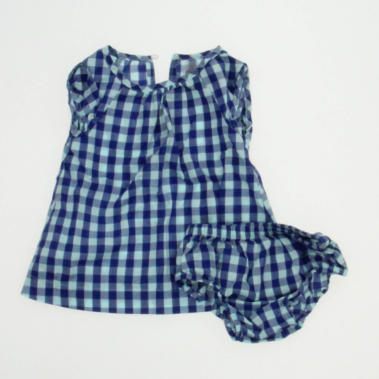 Primary.com Girls Blue | Check Dress Size: 0-3 Months Blue | Check