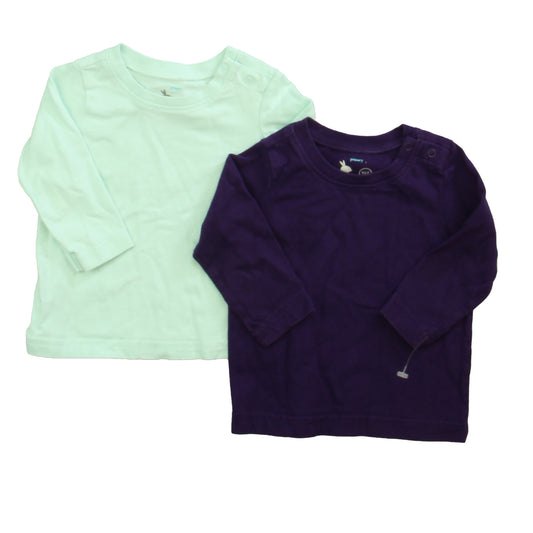 Primary.com Girls Purple | Aqua Long Sleeve T-Shirt Size: 6-12 Months Purple | Aqua