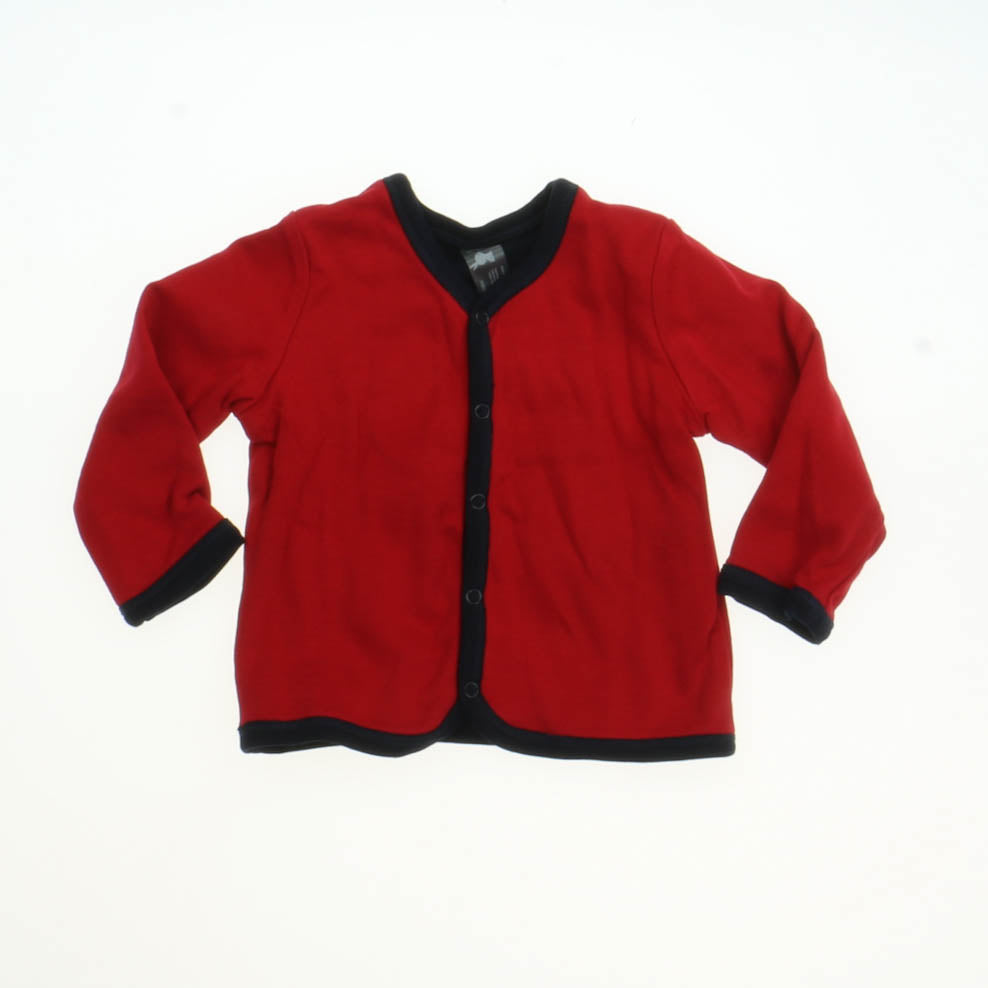 Primary.com Girls Red | Navy Cardigan Size: 6-12 Months Red | Navy
