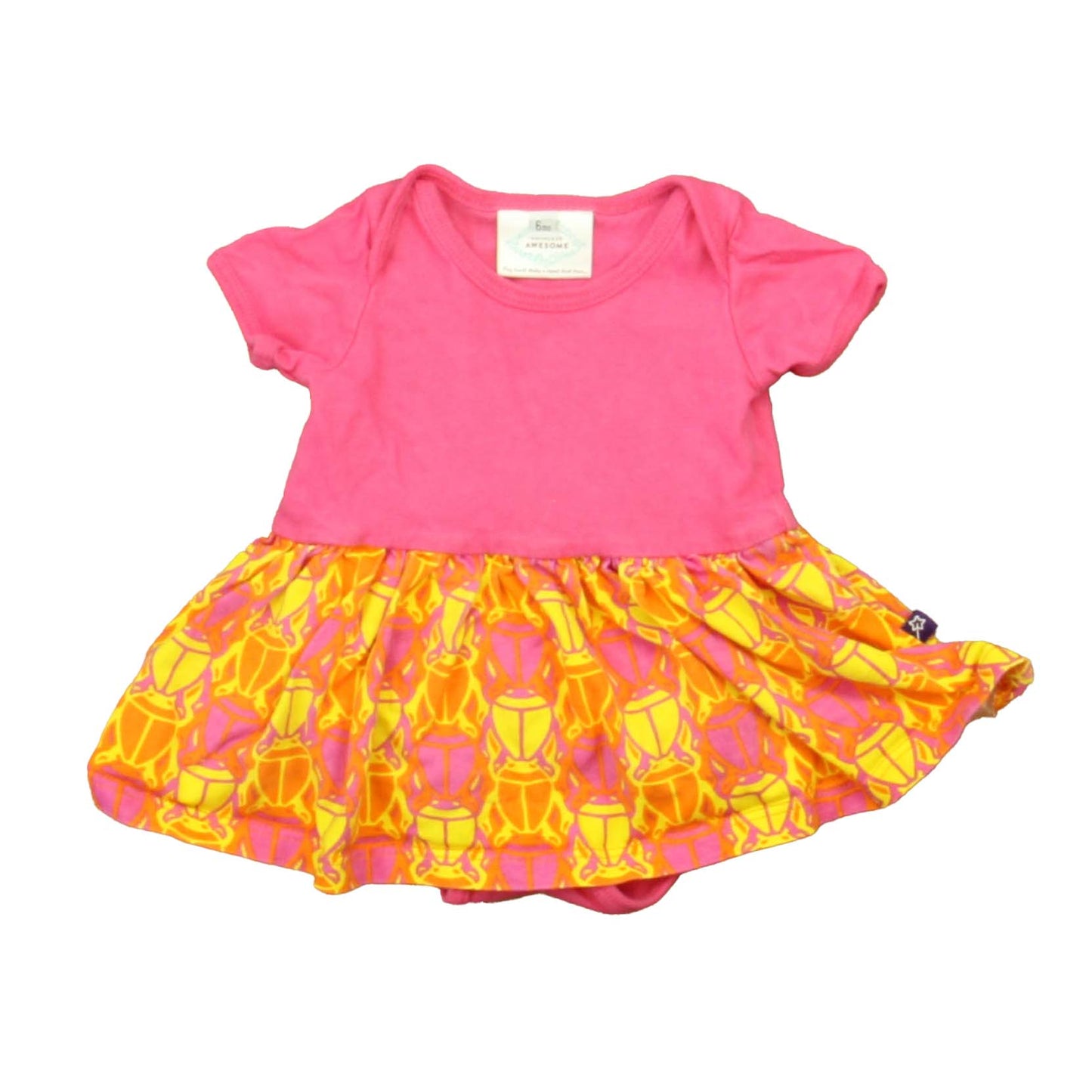 Princess Awesome Girls Pink | Orange Dress Size: 6 Months Pink | Orange