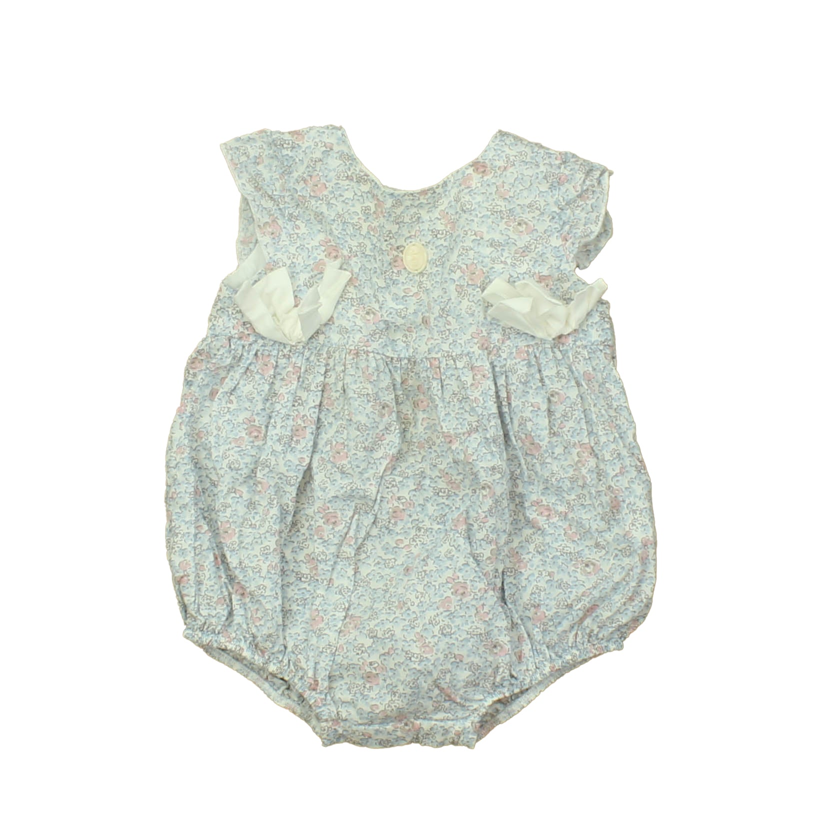 Purete du bebe Girls White | Blue | Pink Romper Size: 6 Months White | Blue | Pink