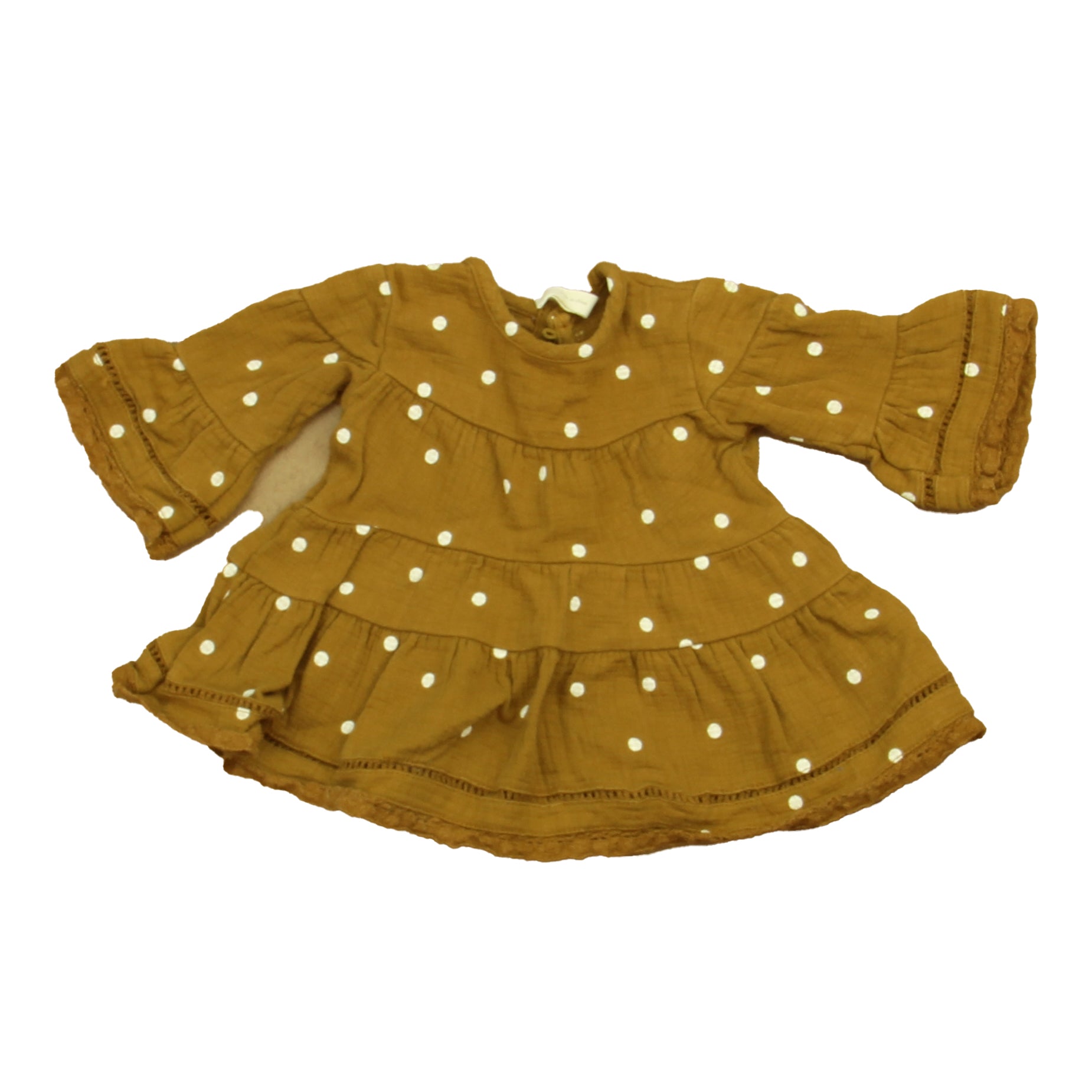 Quincy Mae Girls Brown | White Polka Dots Dress Size: 0-3 Months Brown | White Polka Dots