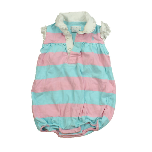 Ralph Lauren Girls Pink | Blue | Stripes Romper Size: 12 Months Pink | Blue | Stripes