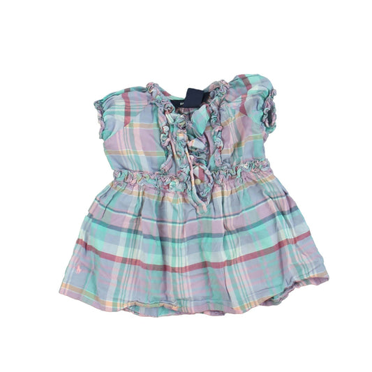 Ralph Lauren Girls Purple | Pink | Aqua Plaid Blouse Size: 12 Months Purple | Pink | Aqua Plaid