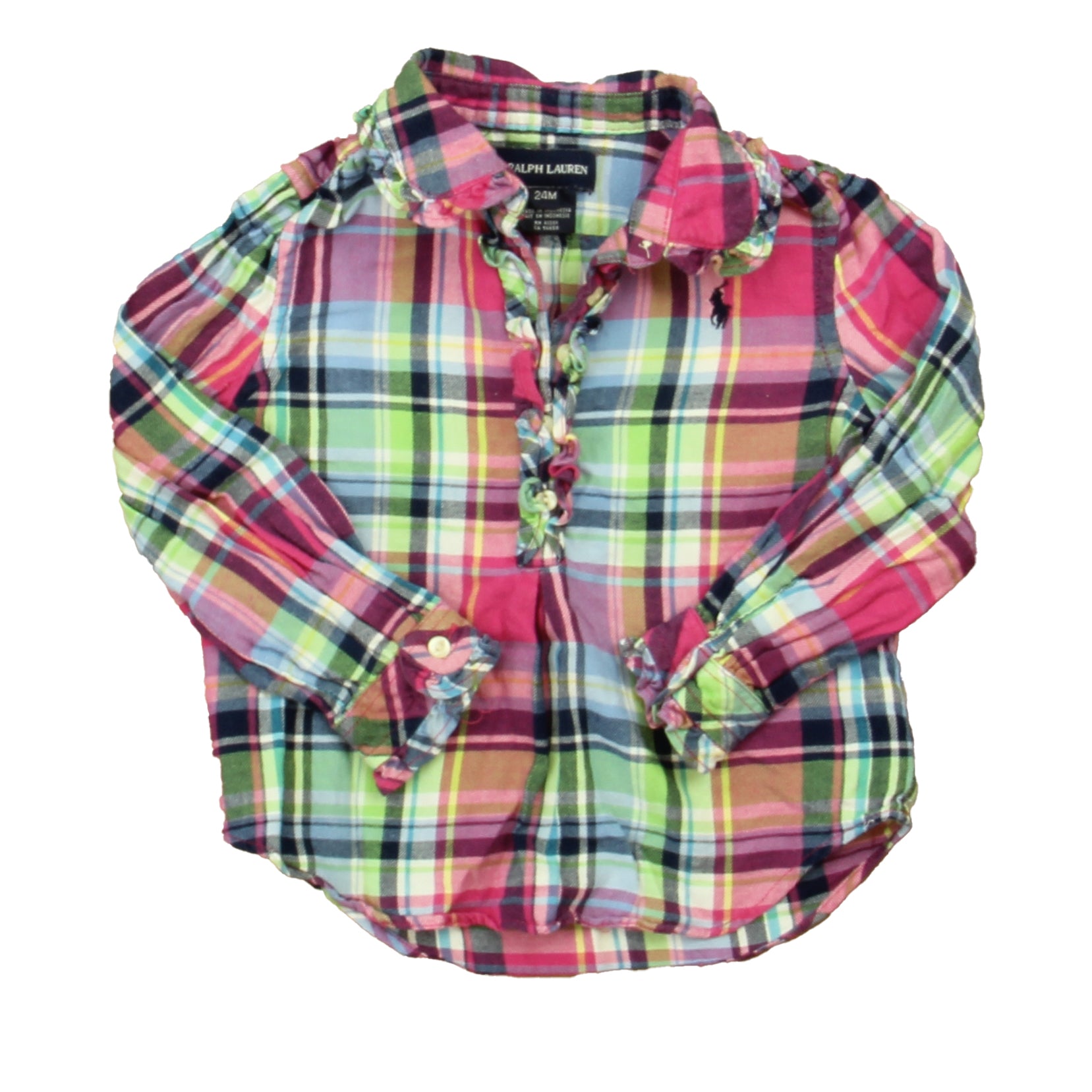 Ralph Lauren Girls Pink | Blue Plaid Blouse Size: 24 Months Pink | Blue Plaid