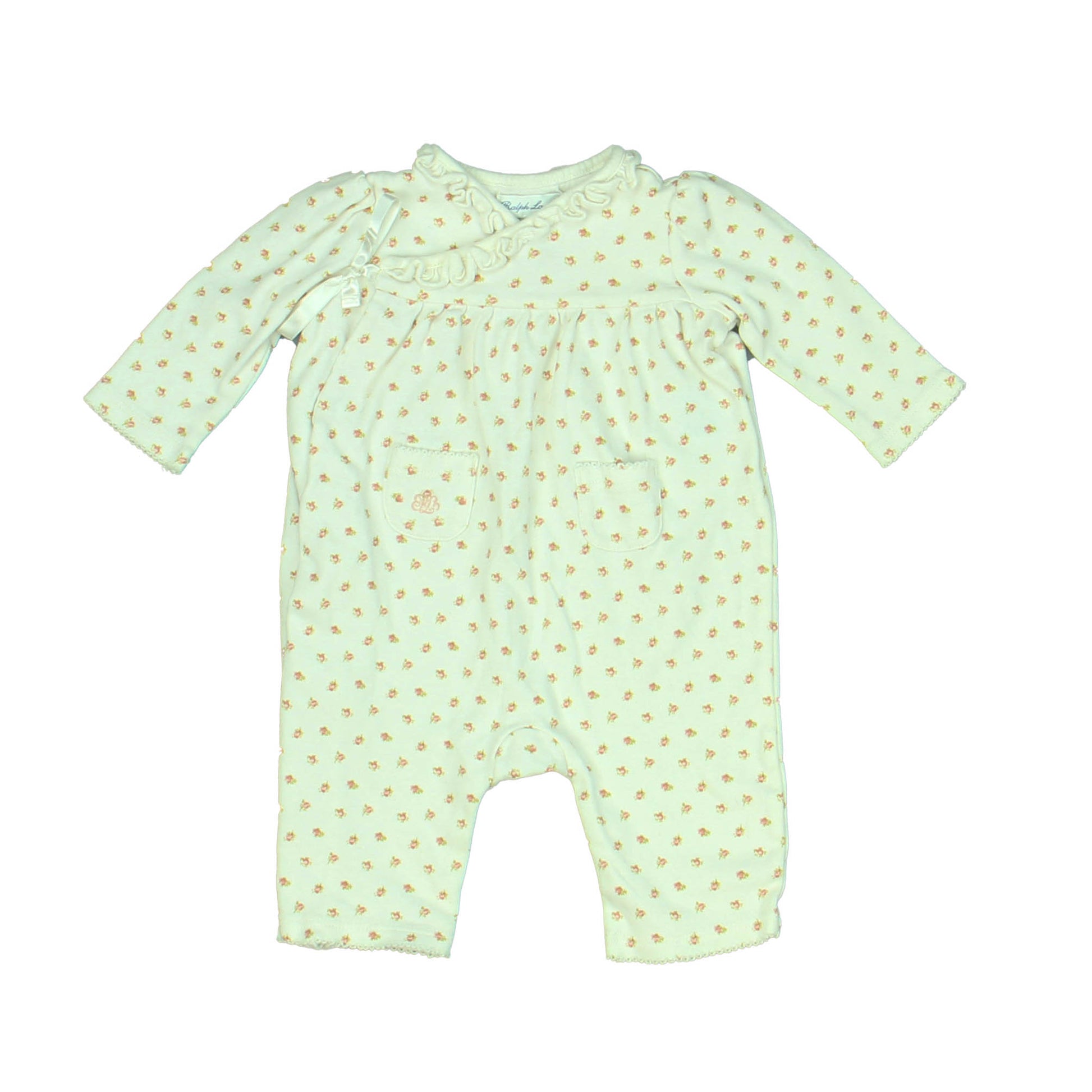 Ralph Lauren Girls Ivory | Pink Long Sleeve Outfit Size: 3 Months Ivory | Pink