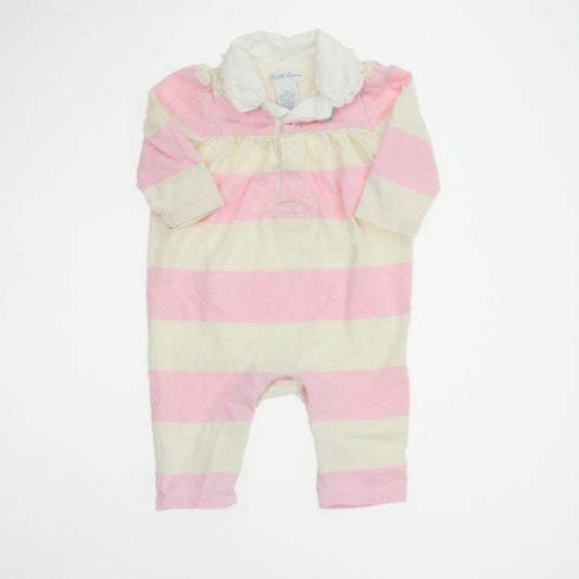 Ralph Lauren Girls Pink | Ivory | Stripes Long Sleeve Outfit Size: 3 Months Pink | Ivory | Stripes