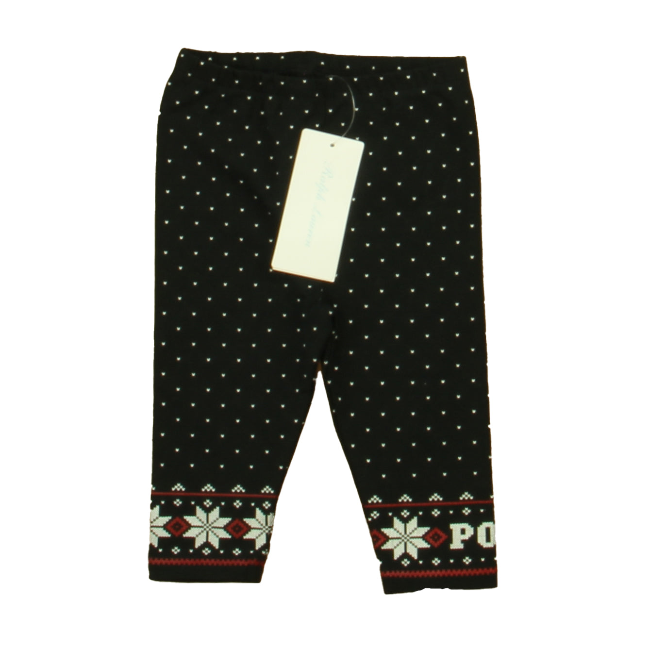 Ralph Lauren Unisex Black | White | Red Leggings Size: 6 Months Black | White | Red