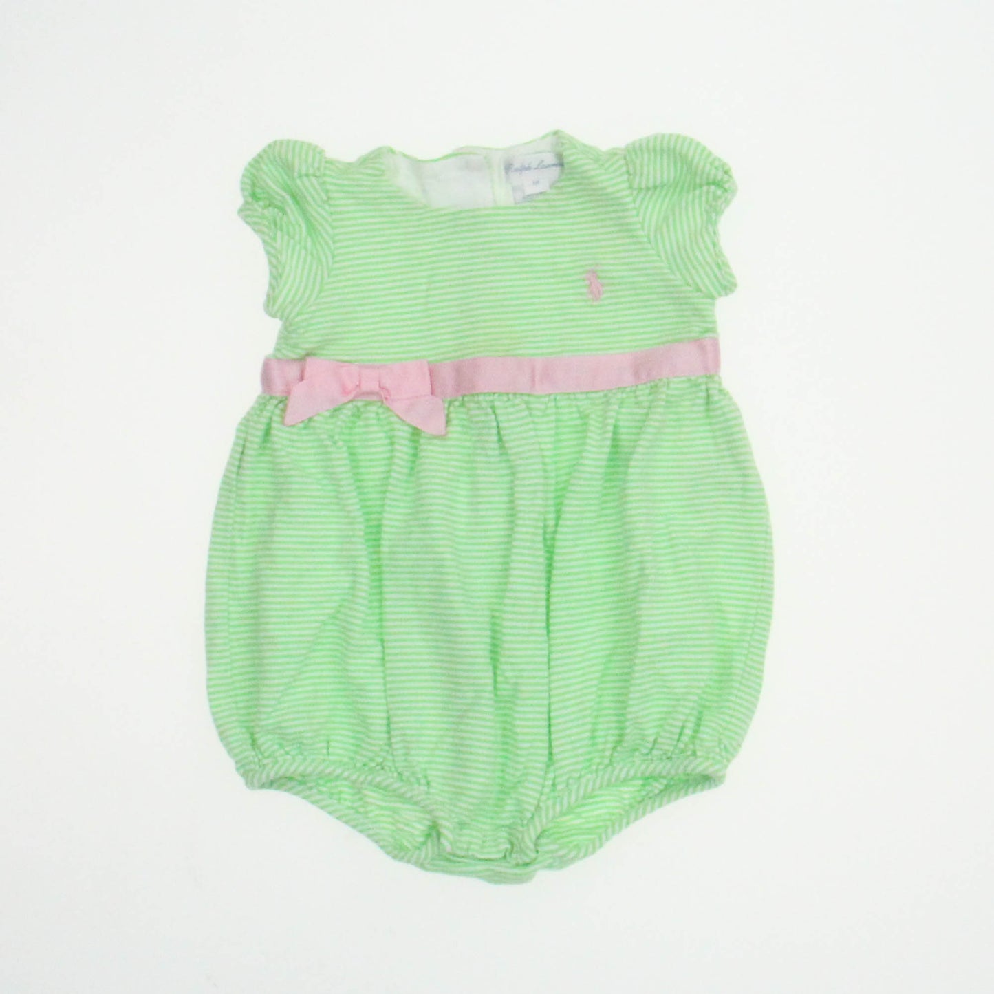 Ralph Lauren Girls Green | White | Pink Romper Size: 6 Months Green | White | Pink